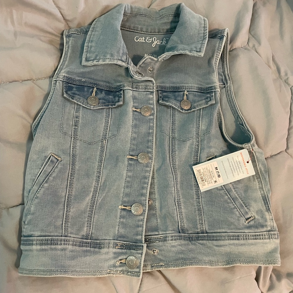 NWT denim vest, Girls medium